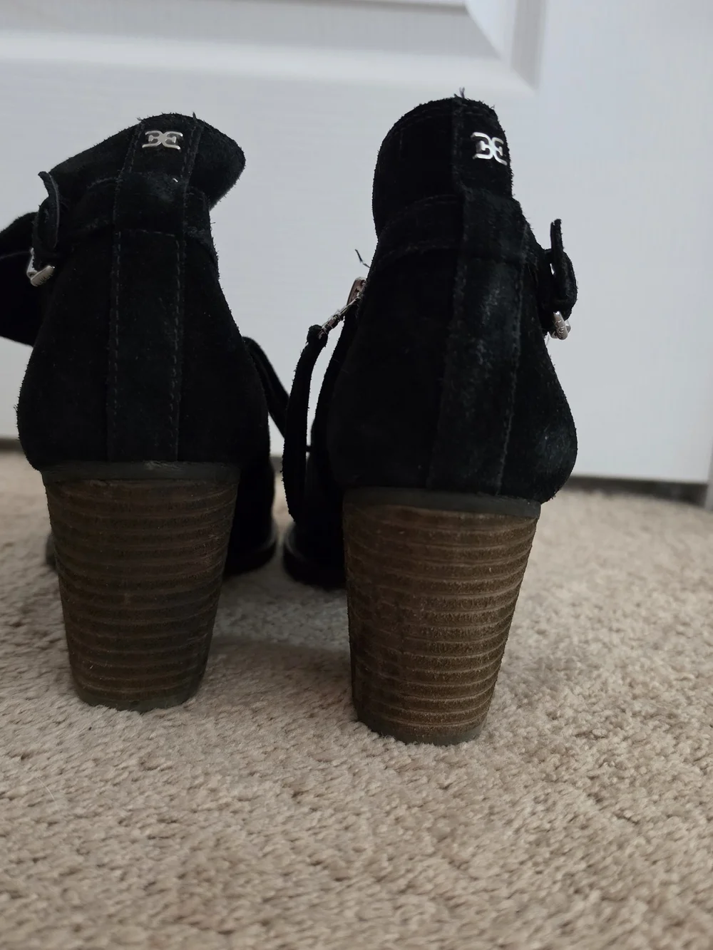 Black Suede Block Heel Booties